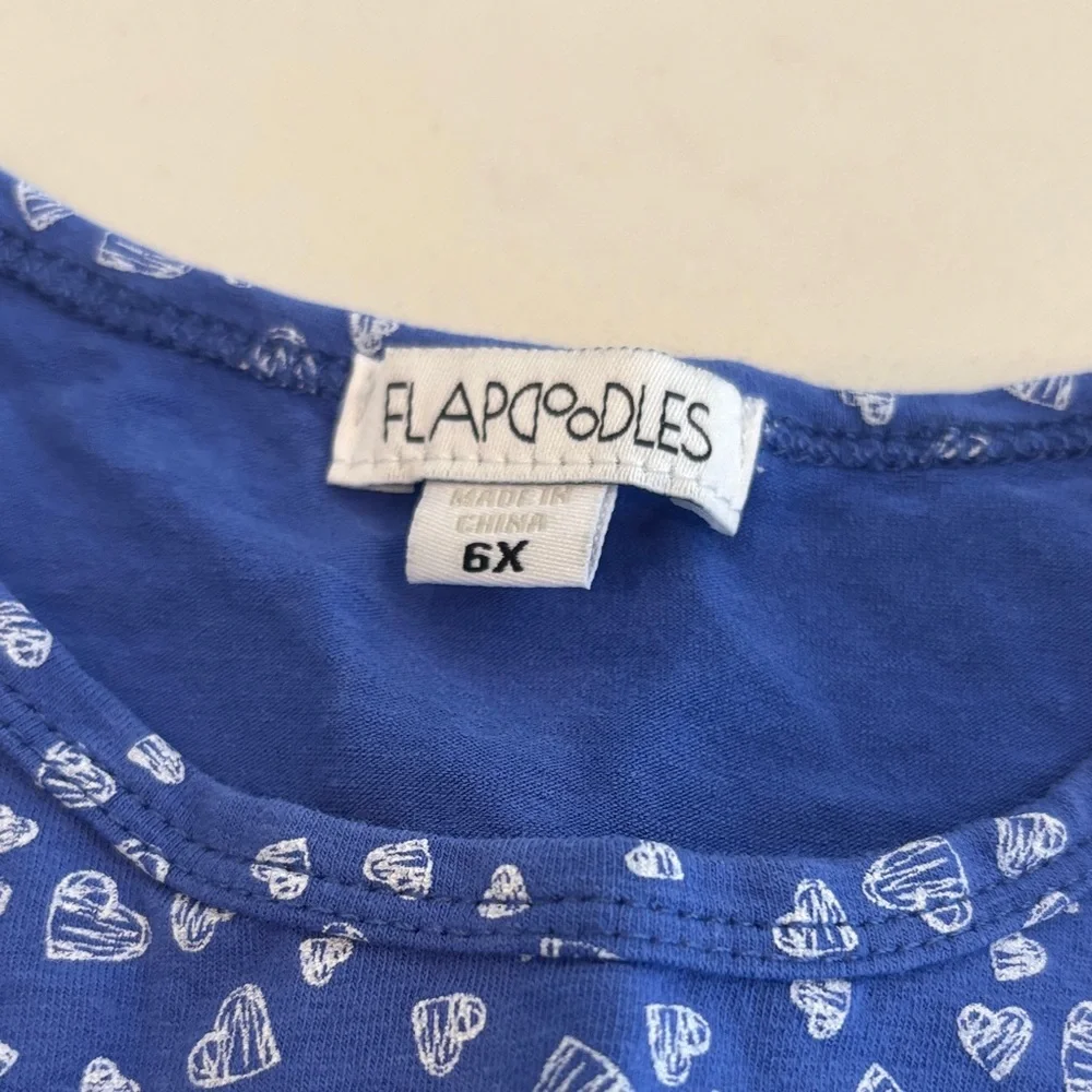 Flapdoodles Blue Dress with Pink Star and 'Hi' Design